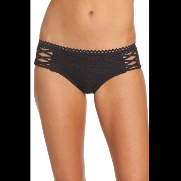 NEW Becca Lace-Up Hipster Bikini Bottoms in Black‎ [SZ Large ] - Picture 11 of 12